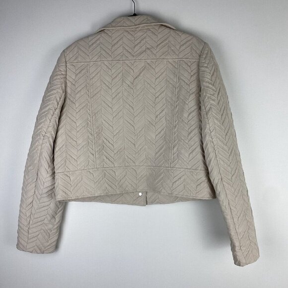 Elie Tahari Women's Quilted Button Up Jacket Size XL Cream Cropped - Picture 6 of 9